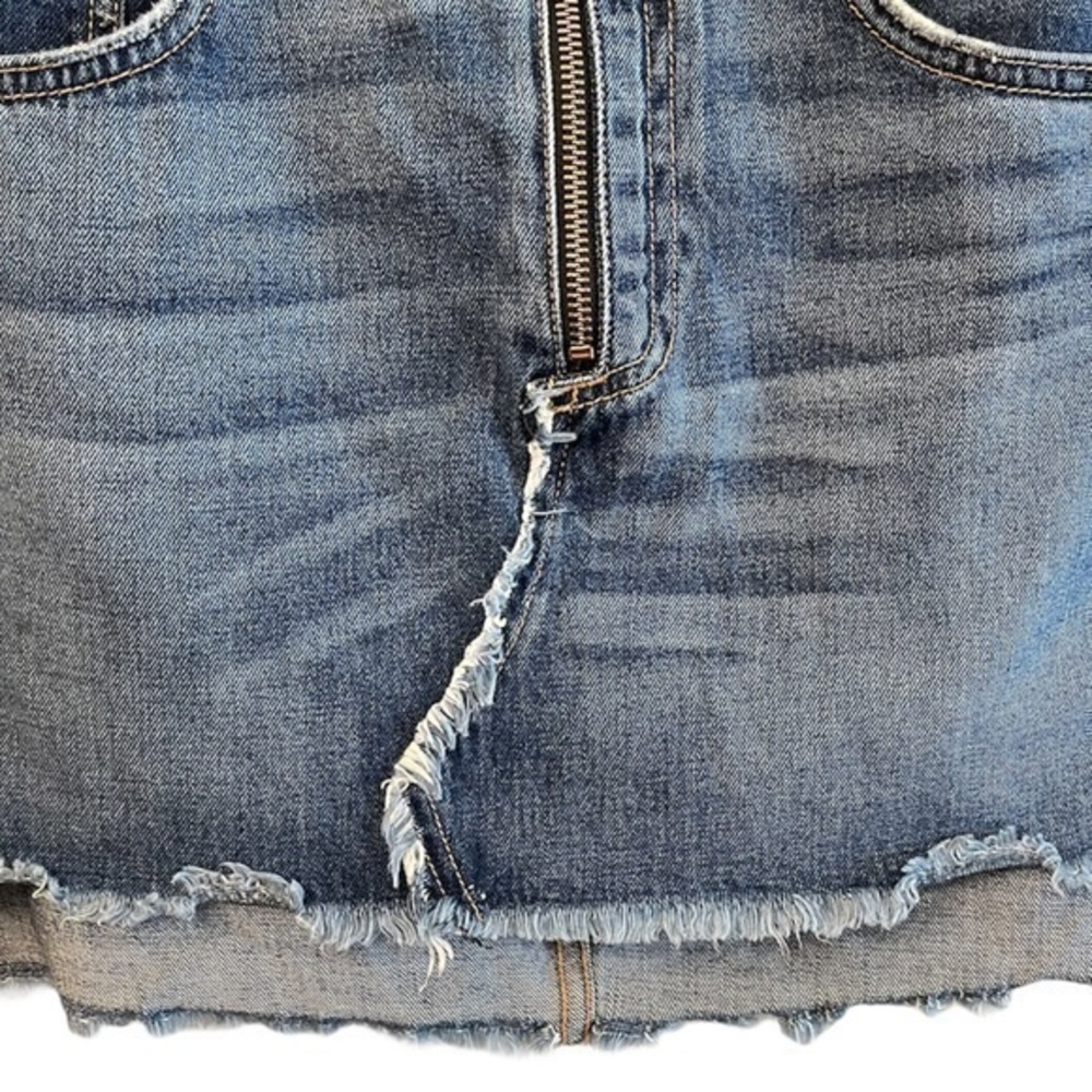 Rag & Bone Circle Zip Distressed Denim Skirt - image 2